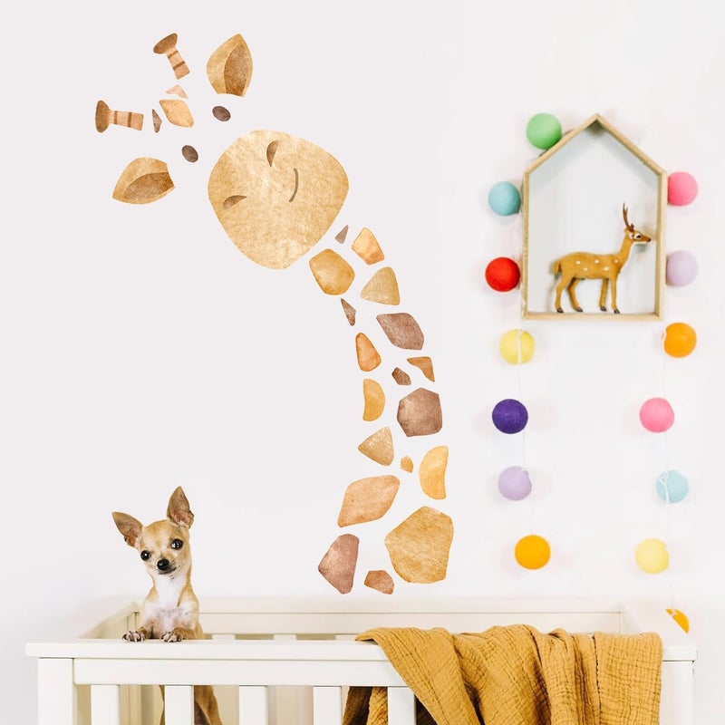 Kasubeso Large Giraffe Wall Decal, Cute Giraffe Wall Stickers, DIY Safari Animal Wall Decor for Nursery Baby Bedroom Kindergarten - Image 1